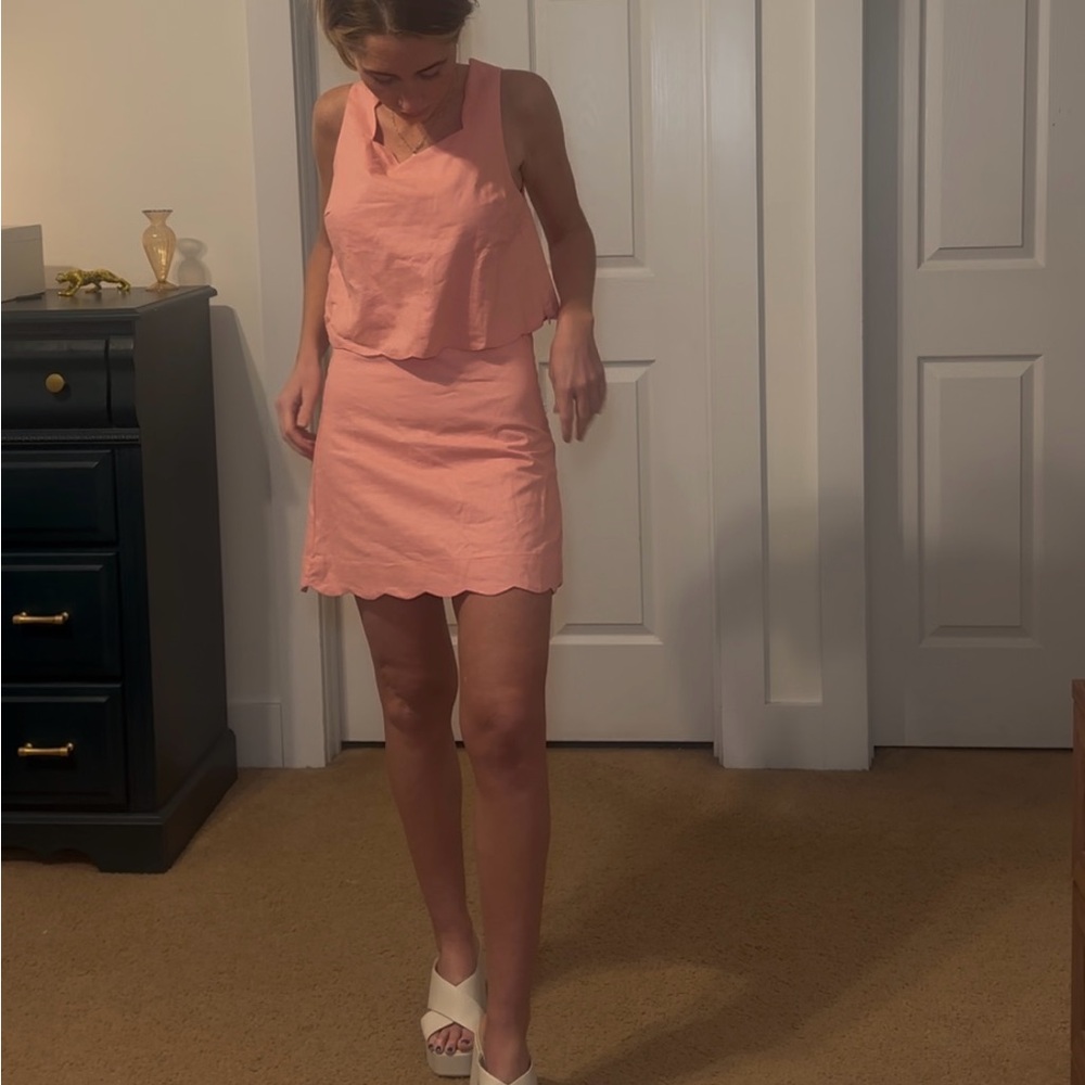 Chic Pink Sleeveless Top and Skirt Set